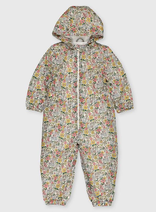 Bunny & Floral Print Puddlesuit - 1.5-2 years